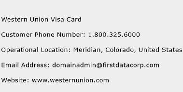 Western Union Visa Card Phone Number Customer Service