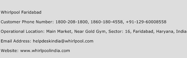 Whirlpool Faridabad Phone Number Customer Service