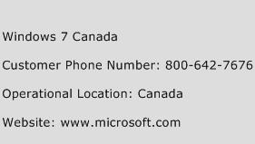 Windows 7 Canada Phone Number Customer Service