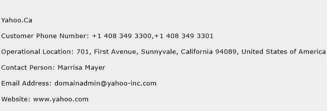 Yahoo.Ca Phone Number Customer Service