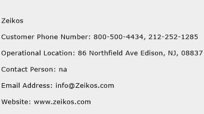 Zeikos Phone Number Customer Service